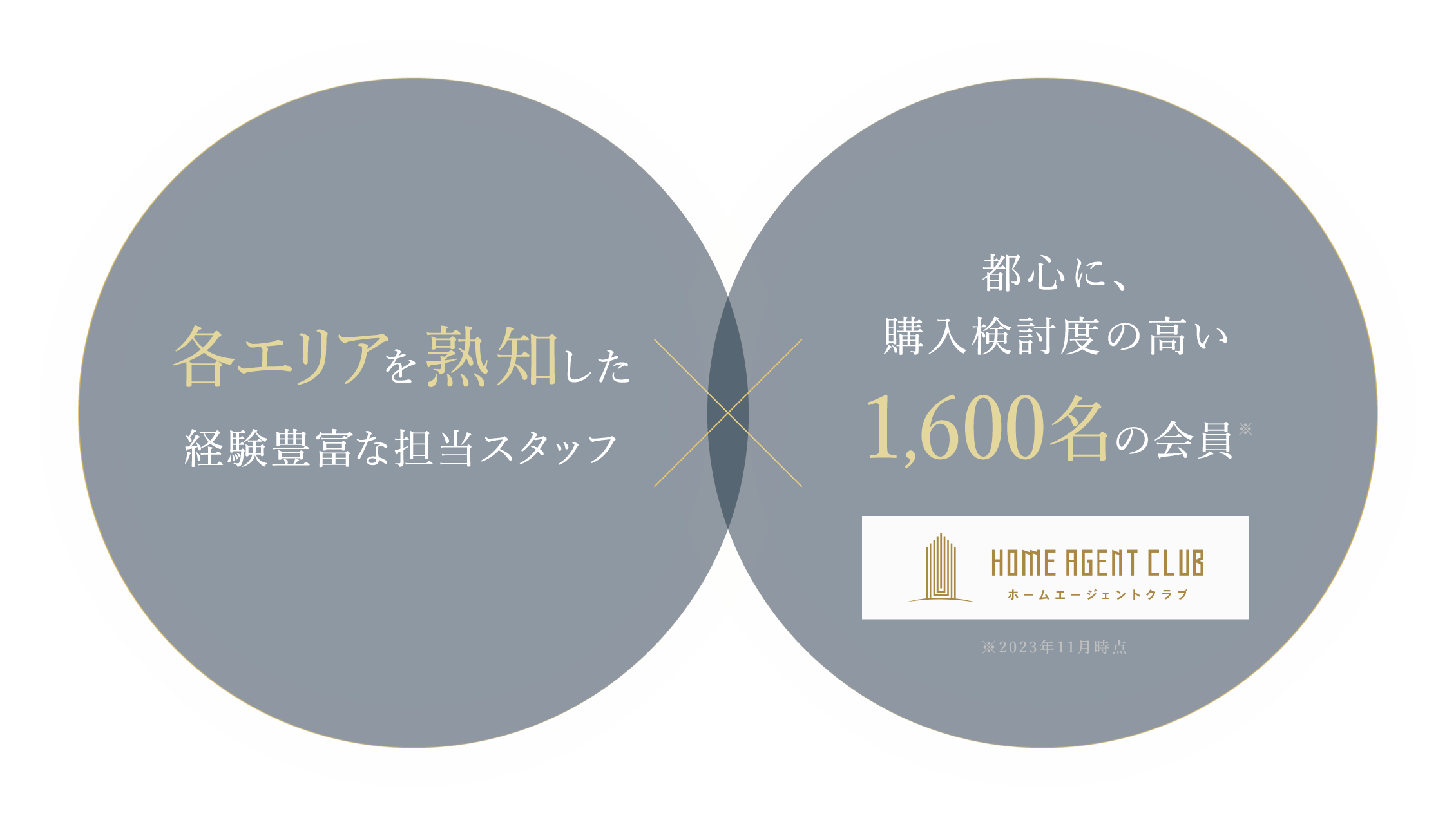 各エリアを熟知した経験豊富な担当スタッフ x 都心に、購入検討度の高い1,600名の会員※2023年11月時点